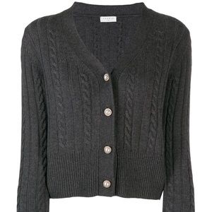 SANDRO NWT v neck gray wool blend cardigan pearls